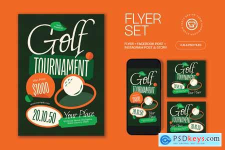 Green Scrapbooking Golf Tournament Flyer Set