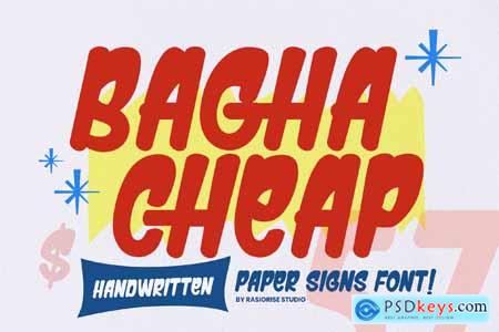 Bagha Cheap - Handwritten Paper Signs Font