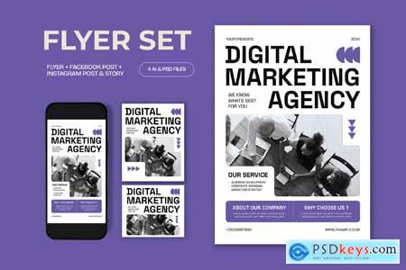 Purple Digital Marketing Agency Flyer Set
