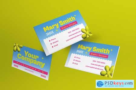 Green Pink Minimalist Maximalist Busniess Card