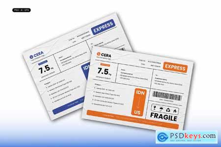 Blue Orange Shipping Fragile Label