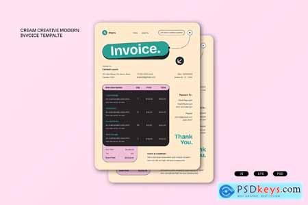 Cream Creative Modern Invoice 004