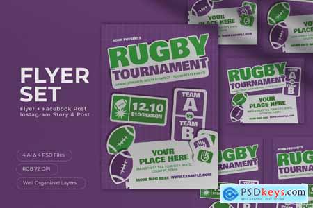 Purple Scrapbook Rugby Tournament Flyer Set