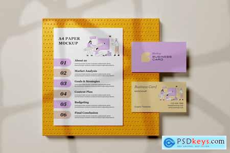 Business Card and A4 Paper Mockup