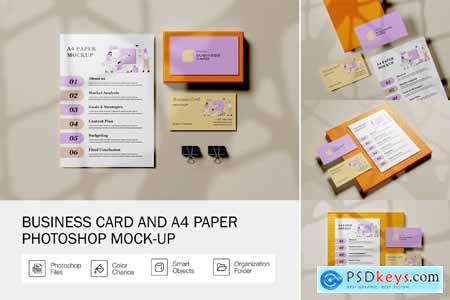 Business Card and A4 Paper Mockup
