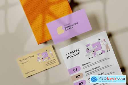 Business Card and A4 Paper Mockup