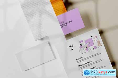 Business Card and A4 Paper Mockup