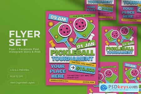 Pink Scrapbooking Pickleball Tournament Flyer Set
