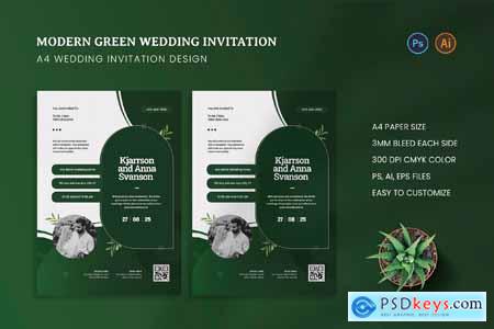 Modern Green Wedding Invitation