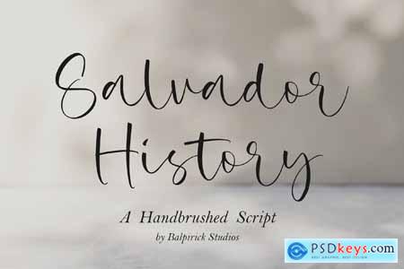 Salvador History - Handbrushed Script Logo Font