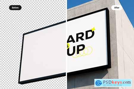 Billboard on Concrete Building Mockup