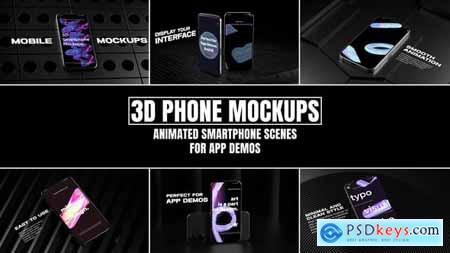 3D Phone Mockups Animated Smartphone Scenes for App Demos 58017008