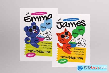 White Kiddieland Kids Birthday Invitation