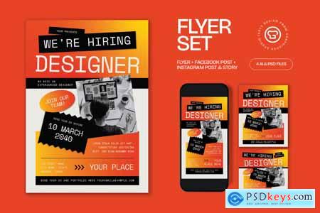 Black Utilitarian We're Hiring Designer Flyer Set