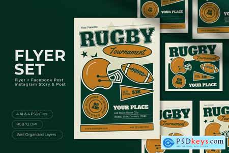 Green Scrapbooking Rugby Tournament Flyer Set
