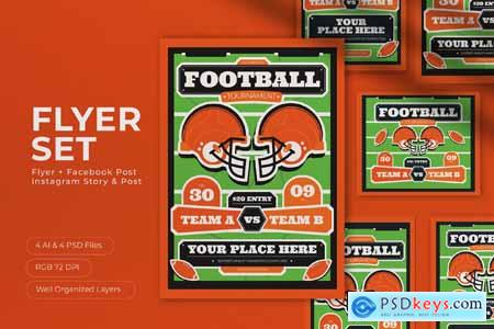 Orange Scrapbooking Football Tournament Flyer Set