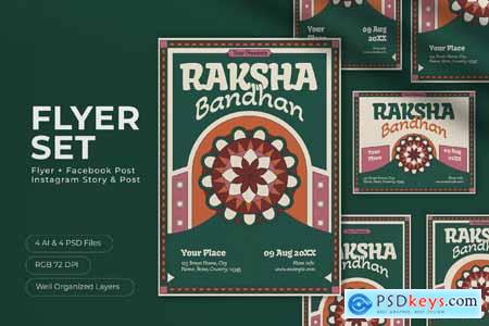 Green Orange Raksha Bandhan Flyer Set