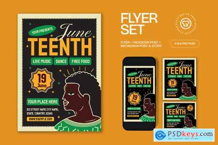 Green Yellow Juneteenth Flyer Set