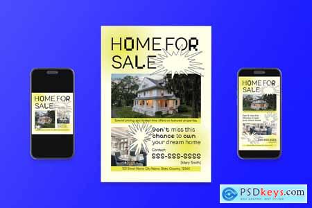 Abstract Shape Home For Sale Flyer Set
