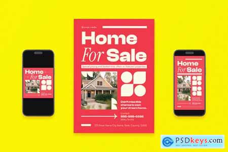 Neo Brutalism Home for Sale Flyer Set