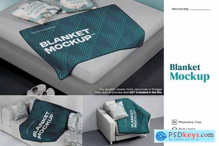 Blanket Mockup Set in Home Setting