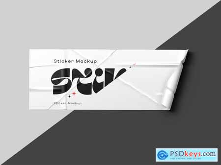 Crumpled Rectangle Sticker Mockup