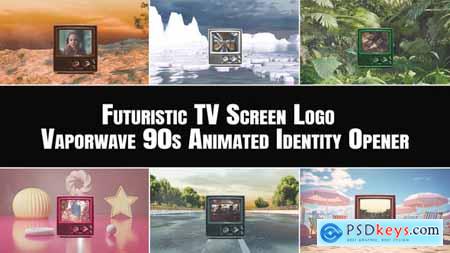 Futuristic TV Screen Logo  Vaporwave 90s Animated Identity Opener 58142270
