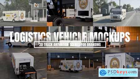 Logistics Vehicle Mockups  3D Truck Animation Scenes for Branding 58127974