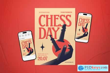 Red and Beige International Chess Day Flyer Set