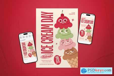 Beige Retro National Ice Cream Flyer Set Beige Retro National Ice Cream Flyer Set