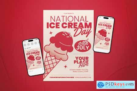 Red Retro National Ice Cream Day Flyer Set