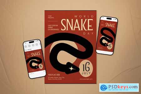 Red and Beige World Snake Day Flyer Set