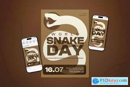 Brown Flat Design World Snake Day Flyer Set Brown Flat Design World Snake Day Flyer Set