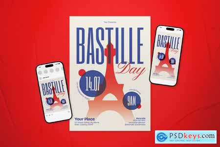 Red Blue Bold Geometric Bastille Day Flyer Set