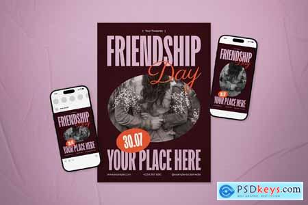 Purple Bold Minimalism Friendship Day Flyer Set