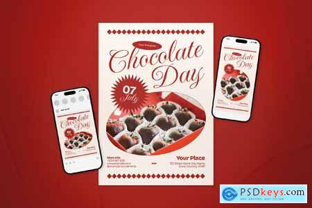 Red Beige Modern Vintage Chocolate Day Flyer Set