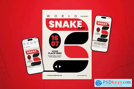 Red Bold Minimalism World Snake Day Flyer Set