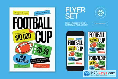 White Orange Scrapbooking Football Cup Flyer Set