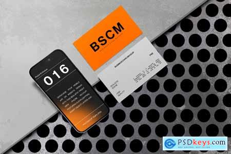 iPhone 16 and Business Card Mockup