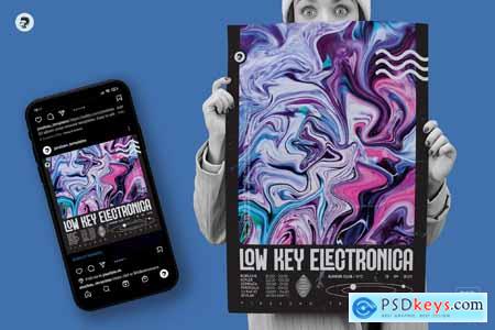Lowkey Electronica Party Flyer, Poster