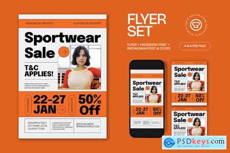White Orange Utilitarian Sportwear Sale Flyer Set