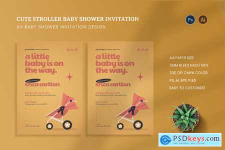 Cute Stroller Baby Shower Invitation
