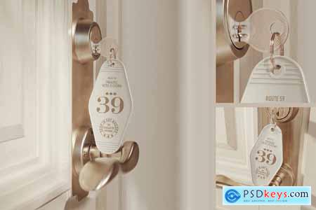 Hotel Keychain Hanging on a Ring Mockup