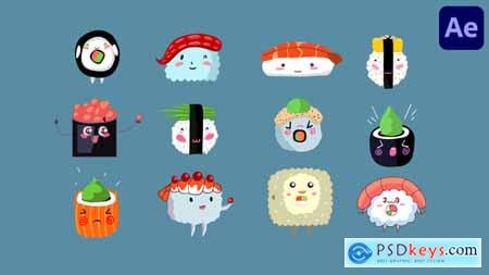 Sushi Stickers Emoji Animations for After Effects 58198372