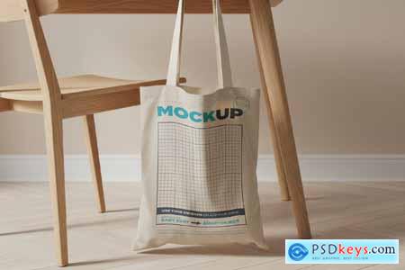 Tote Bag with Wooden Furniture Mockups