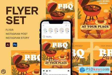 BBQ Party Flyer Set Design