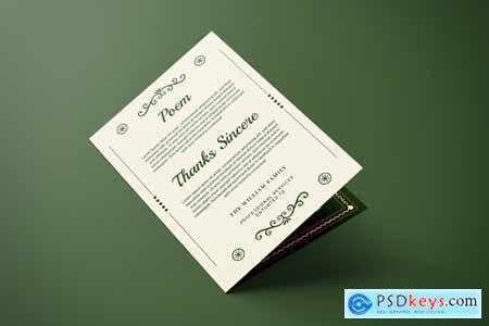 Green Vintage Aesthetic Funeral Program Brochure