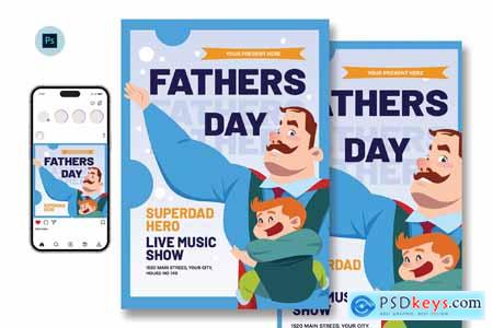 Comic Fathers Day Flyer Design Template