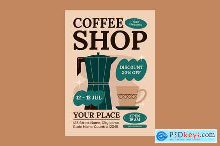 Brown Green Flat Coffee Shop Flyer