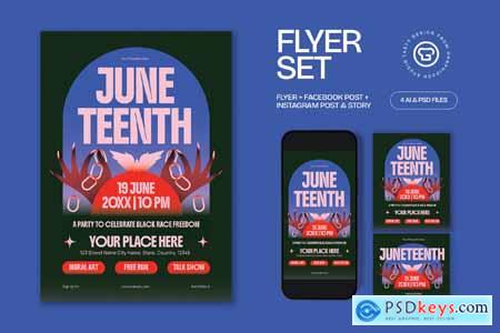 Purple Quirky Illustration Juneteenth Flyer Set